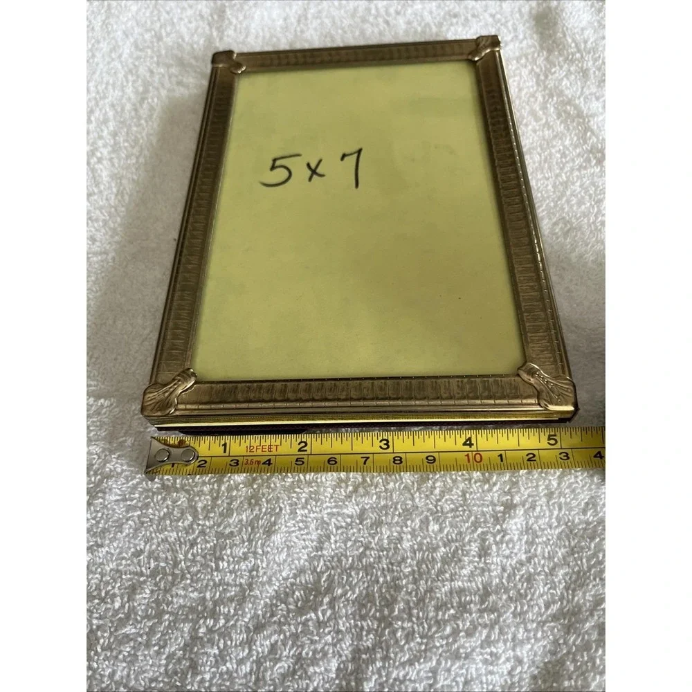 Vintage Gold Trimmed 5x7 Picture Frame Desk/Tabletop Classic Gold Finish/hang
